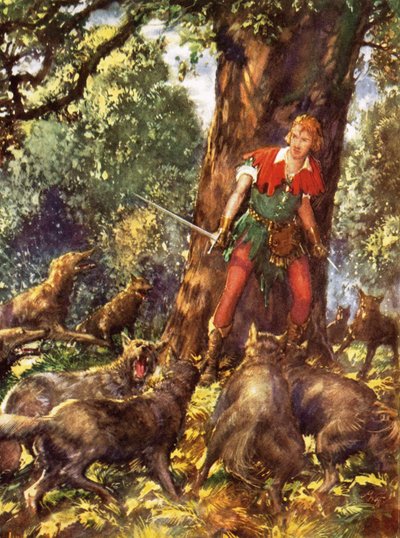 Robin Hood fångad av vargar av John Millar Watt