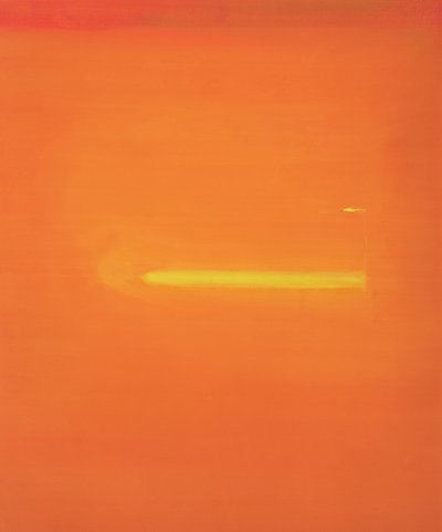 Orange interiör med figur, 2000 av John Miller