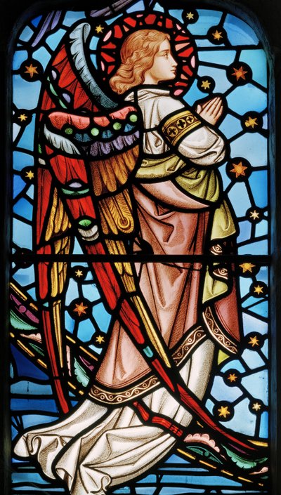 Cuxton, St Michael, East Window, Lavers & Barraud, John Millner Allen (1827-1902), Angel from Christ in Majesty with Saints, ca 1865 av John Millner Allen