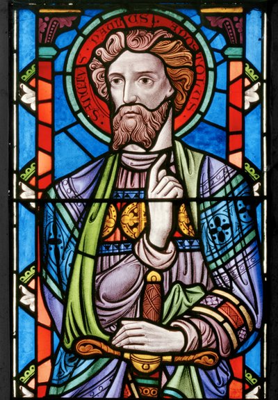 St Paul, detalj från The Crucifixion, 1861 (målat glas) av John Millner Allen
