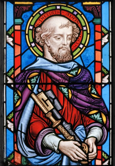 St Peter, detalj från The Crucifixion, 1861 (målat glas) av John Millner Allen