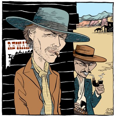 Clint Eastwood och Lee Van Cleef, karikatyr av John Minnion av John Minnion