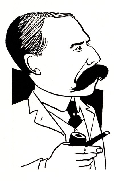 Edward Elgar - karikatyr med pipa i handen av John Minnion