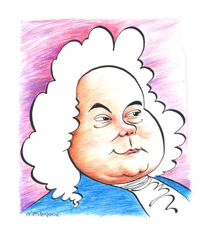 Georg Friedrich - George Frideric Handel - karikatyr av den tyske (senare engelske) kompositören John Minnion av John Minnion