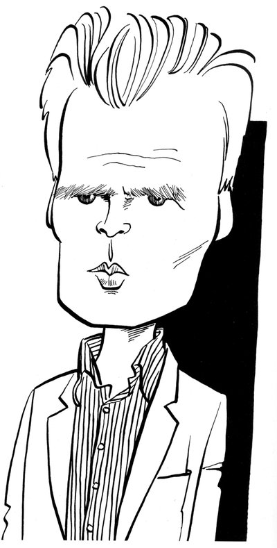 Robin Holloway, karikatyr av John Minnion Engelsk kompositör av John Minnion