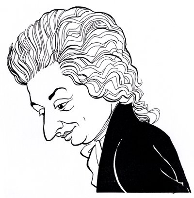 Wolfgang Amadeus Mozart - karikatyr av John Minnion