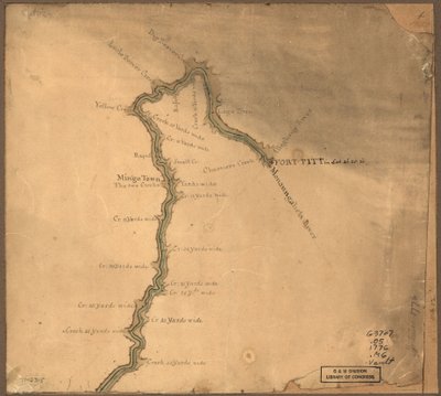 (Karta över Ohiofloden från Fort Pitt. LOC gm71002315 av John Montresor