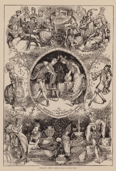 Tolvskillingsaftonens revyer (gravyr) av John Moyr Smith