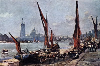 Houses of Parliament från Vauxhall (färg litho) av John Muirhead