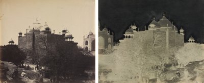 Taj Mahal, Vy bakifrån av rasthuset, med figur av John Murray