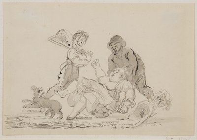 A Street Accident, 1804 (penna, pensel och bläck på papper) av John Nixon
