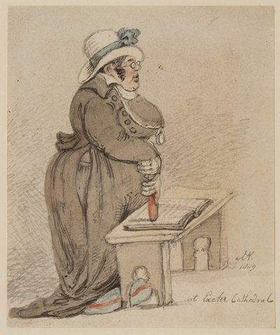 Vid Exeter Cathedral, 1809 (penna, bläck, pensel och wc på papper) av John Nixon