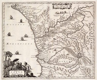Karta över Kongo och Angola, Afrika av John Ogilby