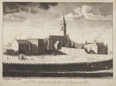St Andrews Delineated - En utsikt tagen från ruinerna av Beatons Castle (penna och tvätt på papper) av John Oliphant