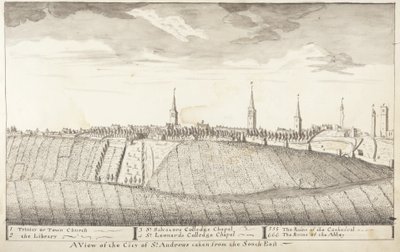 St Andrews Delineated - En vy över staden St Andrews från sydöstra (penna & tvätt på papper) av John Oliphant
