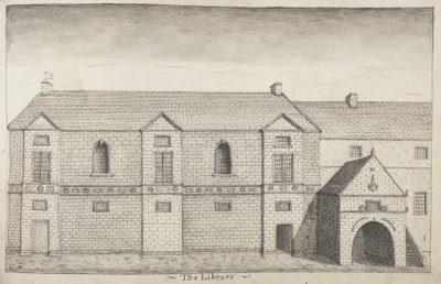 St Andrews Delineated - The Library (penna & tvätt på papper) av John Oliphant