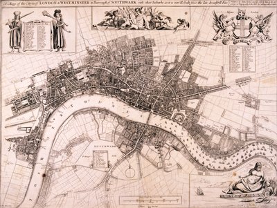 Karta över London, c1680 av John Oliver