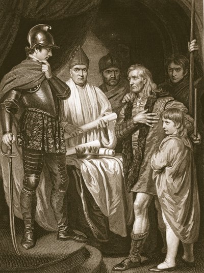 Baliol överlämnar sin krona till Edward I, graverad av J. Parker, illustration från David Humes "The History of England", pub. av R. Bowyer, London, 1812 av John Opie