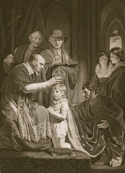 Kröningen av Henry VI, graverad av T. Holloway, illustration från David Humes "The History of England", pub. av R. Bowyer, London, 1812 av John Opie