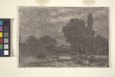 Marshy Landscape (etsning och monoprint) av John Otis Adams