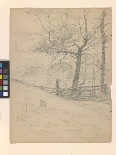 Study For The Old Mills At Brookville (penna på off-white papper) av John Otis Adams