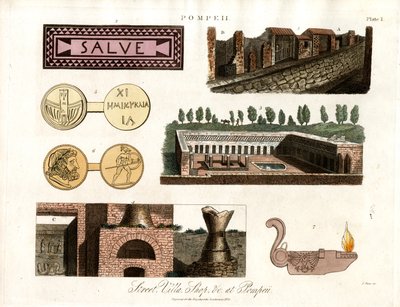 Forntida artefakter och byggnader i Pompeji av John Pass