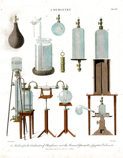 Kemiska laboratorieinstrument och gasometrar av John Pass