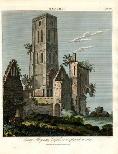 Osney Abbey nära Oxford som det såg ut 1650 av John Pass