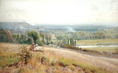 Utsikt från Hedsor Hill på Themsen, nära Cookham (akvarell på papper) av John Pedder