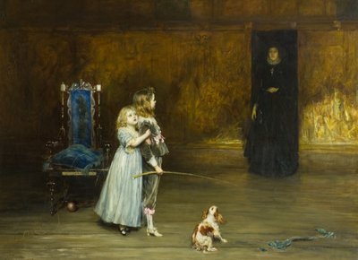 Scen från Walter Scotts roman "Peveril of the Peak" av John Pettie