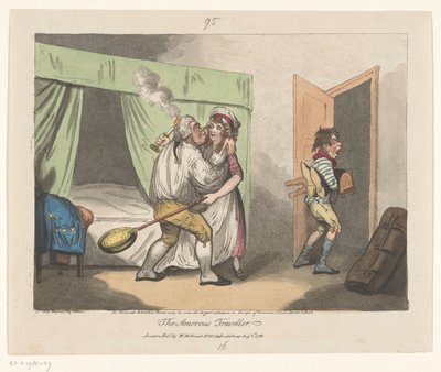 De Lustige Reiziger The Amorous Traveler (titel på objekt) av John Pettit (attributed to)