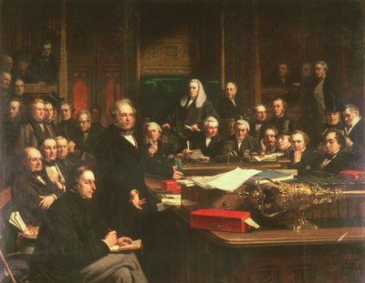 Lord Palmerston talar till underhuset under debatterna om Frankrikes fördrag i februari 1860, 1863 (se även 107820-21) av John Phillip