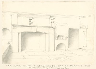 Köket i Fairfax House, High Street, Putney, 1887; bostad för den cromwellska gentlemannen. av John Phillipp Emslie
