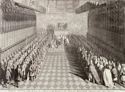 Vilhelm III:s kröning i Westminster Abbey, London, 1689, c1689 av John Pine