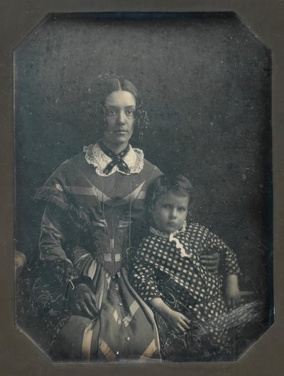 Elizabeth Bakewell James och hennes son, Frank B. James, ca. 1846. av John Plumbe Jr..
