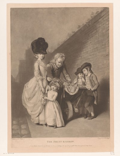 Porträtt av en familj, möjligen familjen Walton The Fruit-Barrow (titel på objekt) av John Raphael Smith
