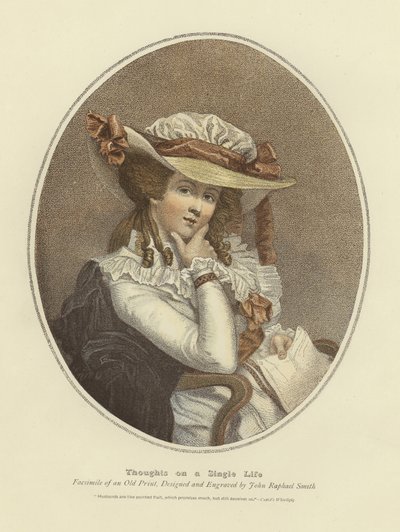 Tankar om ett singelliv (färggravyr) av John Raphael Smith
