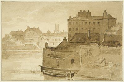 Flytande hamn, vid Counterslip (teckning, akvarell) av John Reverend Eden