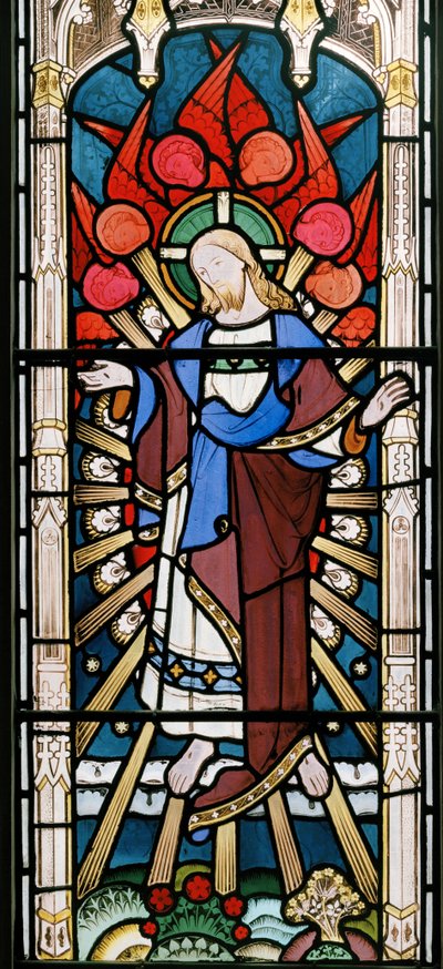 Christ and Seraphim, från The Wise and Foolish Virgins, 1862 (målat glas) av John Richard Clayton
