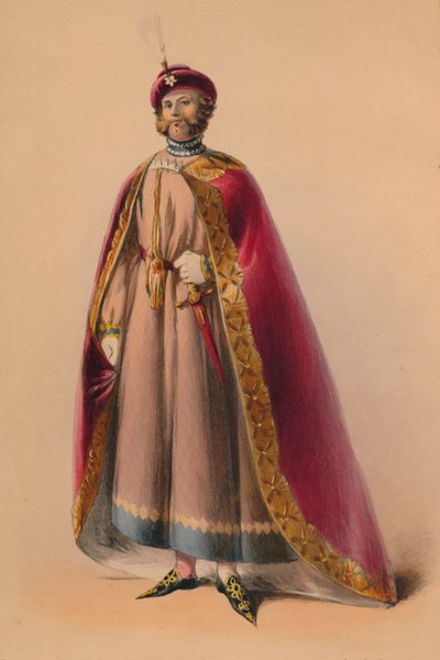 Gäst i kostym för Queen Victorias Bal Costumé, 12 maj 1842, 1843. av John Richard Coke Smyth