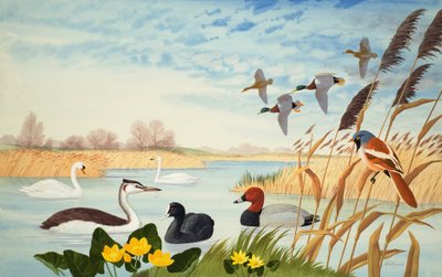 Naturskildring (gouache på papper) av John Rignall