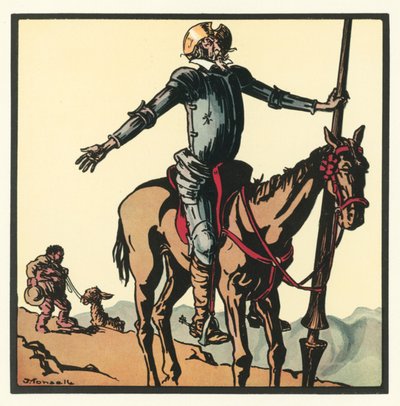 Kensington Rhymes: Don Quixote (färg litho) av John Robert (after) Monsell