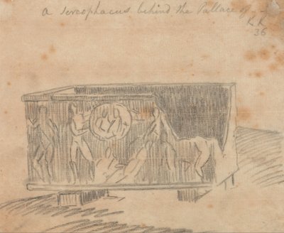 En sarkofag bakom palatset av John Robert Cozens