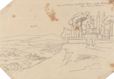 Kloster mellan Castel del Bosco och La Strada Scala av John Robert Cozens