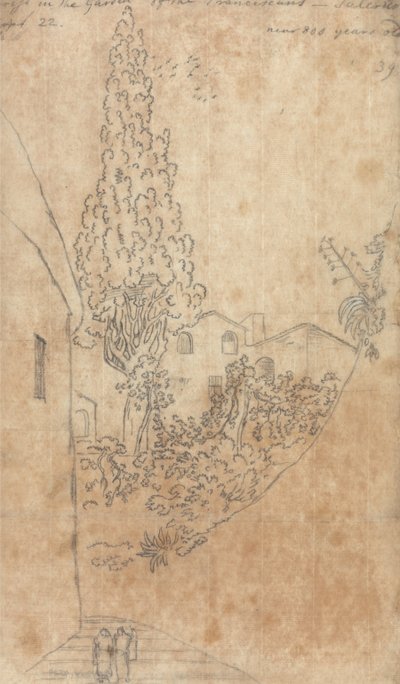 Cypress i franciskanernas trädgård i Salerno av John Robert Cozens