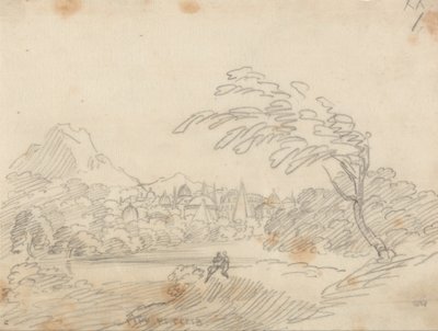 Fjärran vy av en imaginär stad av John Robert Cozens