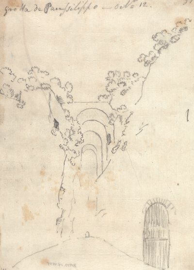Grotto av Posillipo av John Robert Cozens