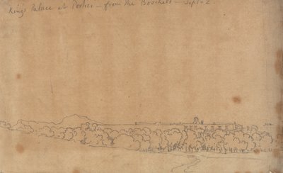 Kungapalatset i Portici från Boschetto, 2 september av John Robert Cozens