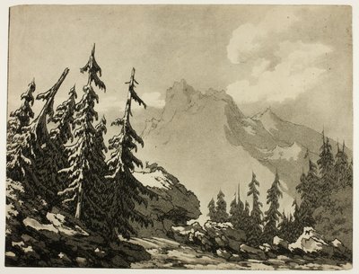 Pinjeträd i bergen av John Robert Cozens