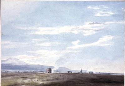 Gravlämningar i Campagna nära Rom, ca 1783 (akvarell över penna på papper) av John Robert Cozens